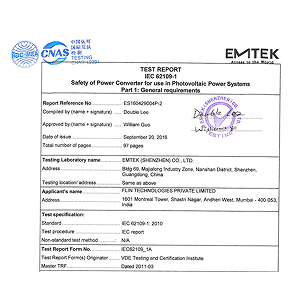 FlinInfini Lite 2kW – IEC 62109 – Test Report