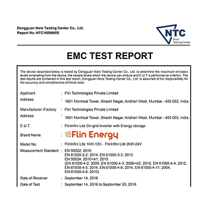 FlinInfini Lite 2kW – IEC 61000, 55022, 55024- Test Report