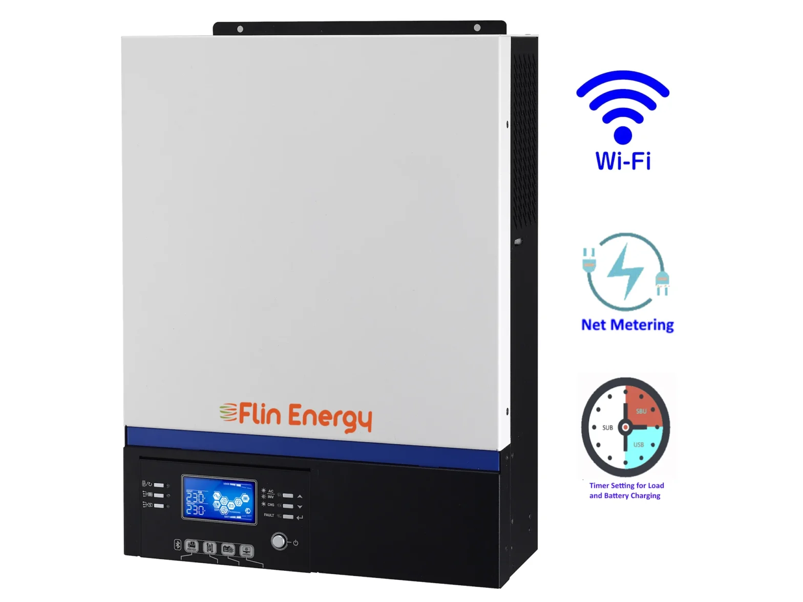 4kW 24V Solar Hybrid Inverter – 5kW PV, WiFi | FlinSlim MPPT Elite